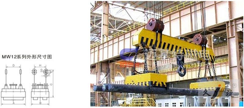MW12系列、MW15系列吊運(yùn)捆扎螺紋鋼、圓鋼用起重電磁鐵